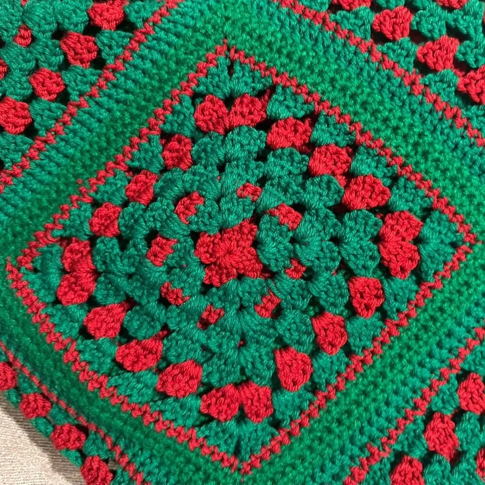Vintage Handmade Granny Square Afghan Crochet
